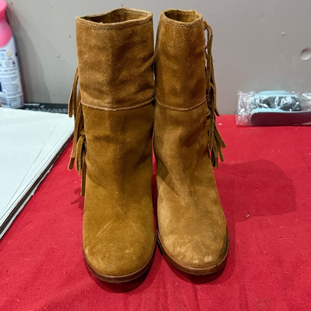 Coach Tan Suede Heeled Boots - Picture 2 of 6